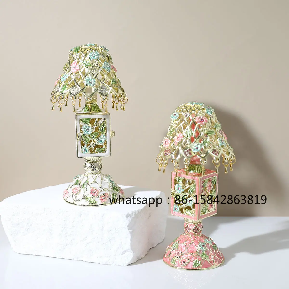 European Alloy, Enamel Color Retro Wind Table Lamp Decorative Box, Jewelry Box Creative Home Ornament