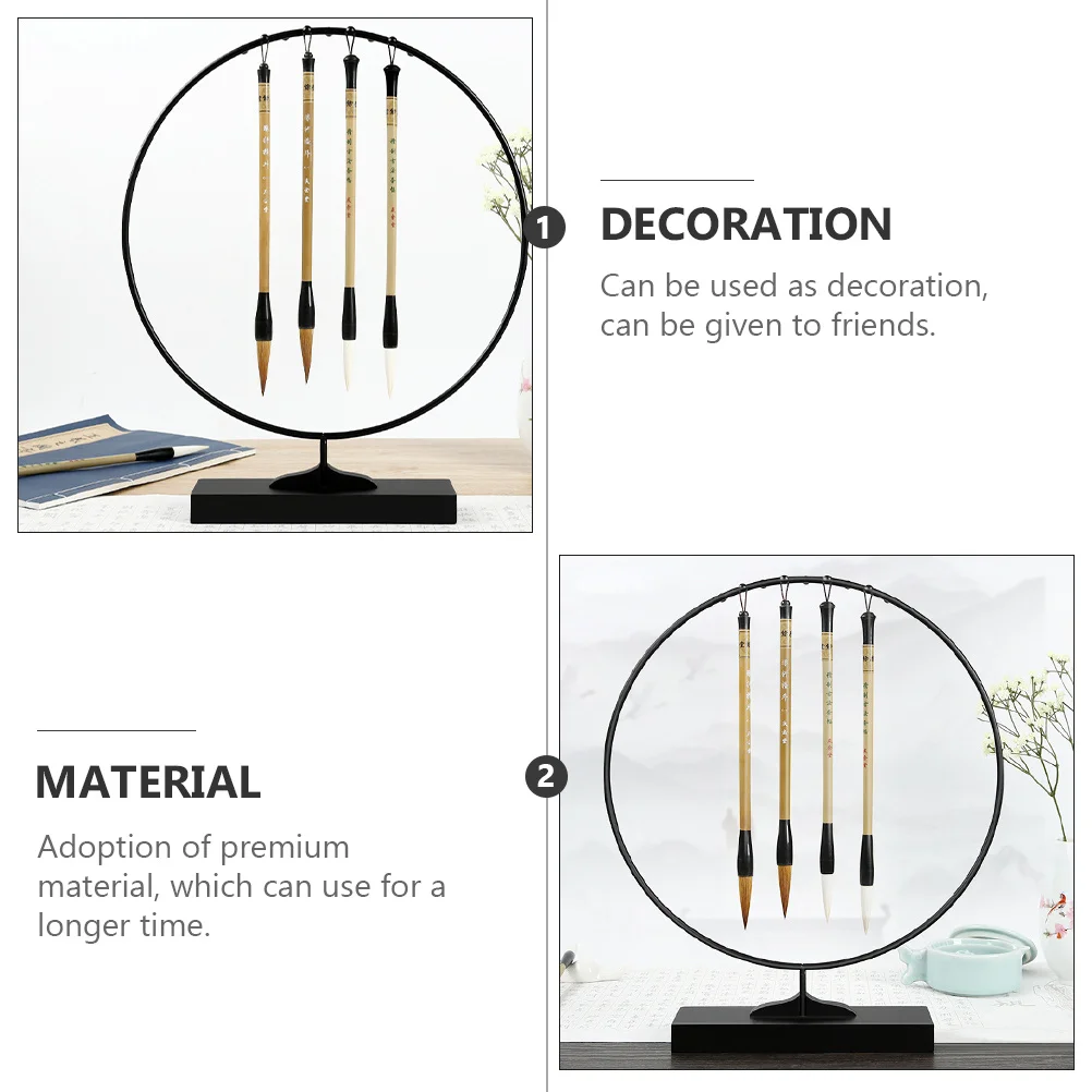 

Round Brush Pen Rack Heavy Duty Iron Construction Multi Slot Desktop Holder for Calligraphy Pens Decorative Writing Brush