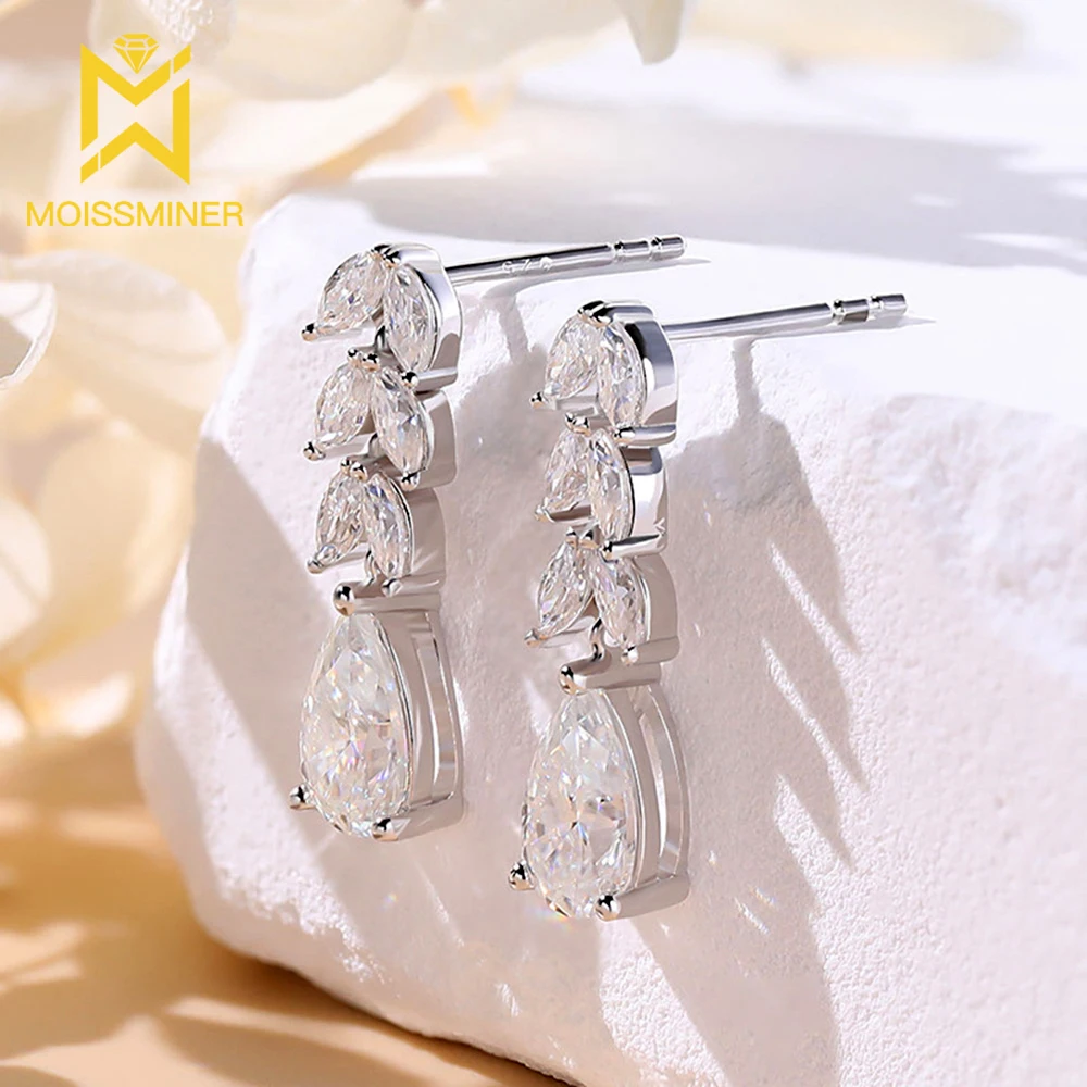 Ear of Wheat Moissanite Earrings For Women Iced Out Silver S925 Ear Studs Pass Tester Hip Hop Jewelry Free Shipping With GRA