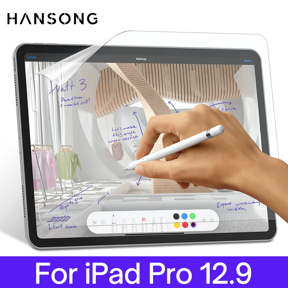 like paper screen protector For iPad Pro 12.9 Matte PET Painting Write Touch Screen Film For Apple iPad 2018 2020 2021 Models