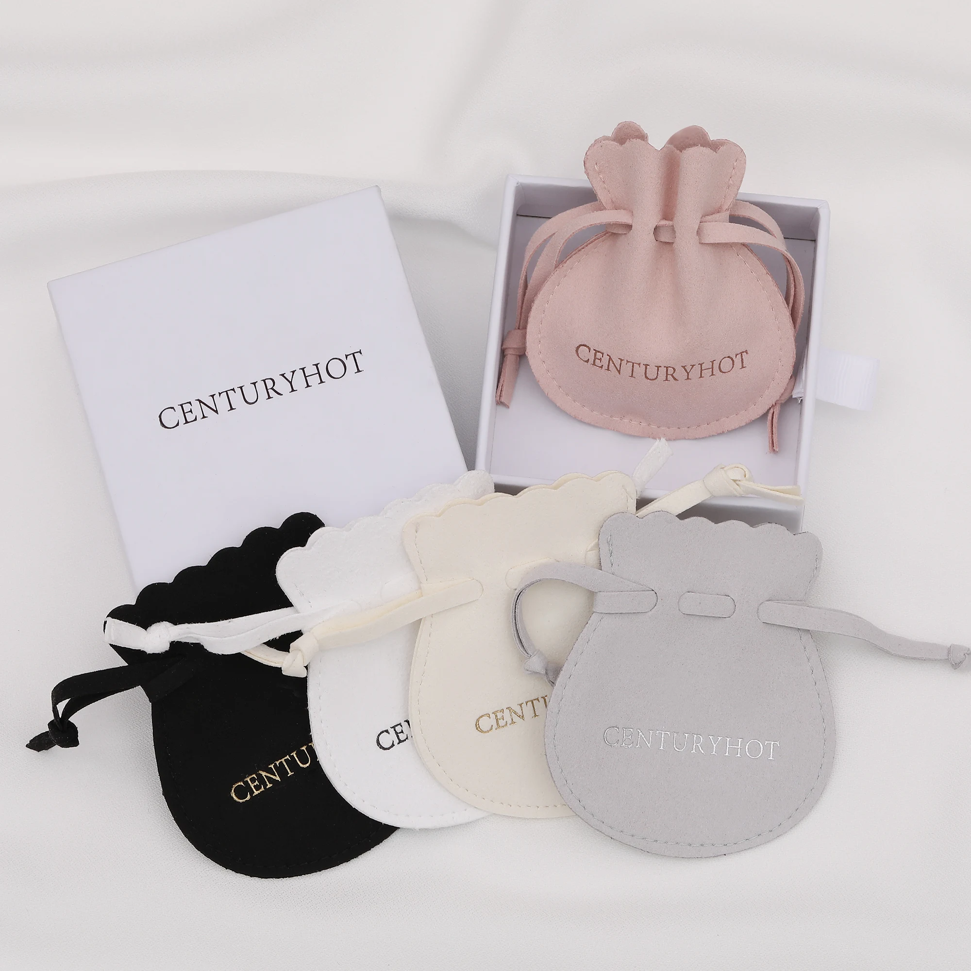 50 pieces of sand color personalized jewelry packaging bag drawstring can be customized logo fashion microfiber multi-color lucky bag