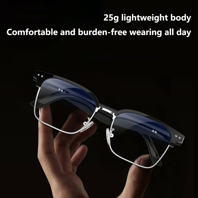 

AI Smart Glasses Real Time Video Translation Built In Mic Speaker Anti Blue Light Language Translation Glasses for Music Calling