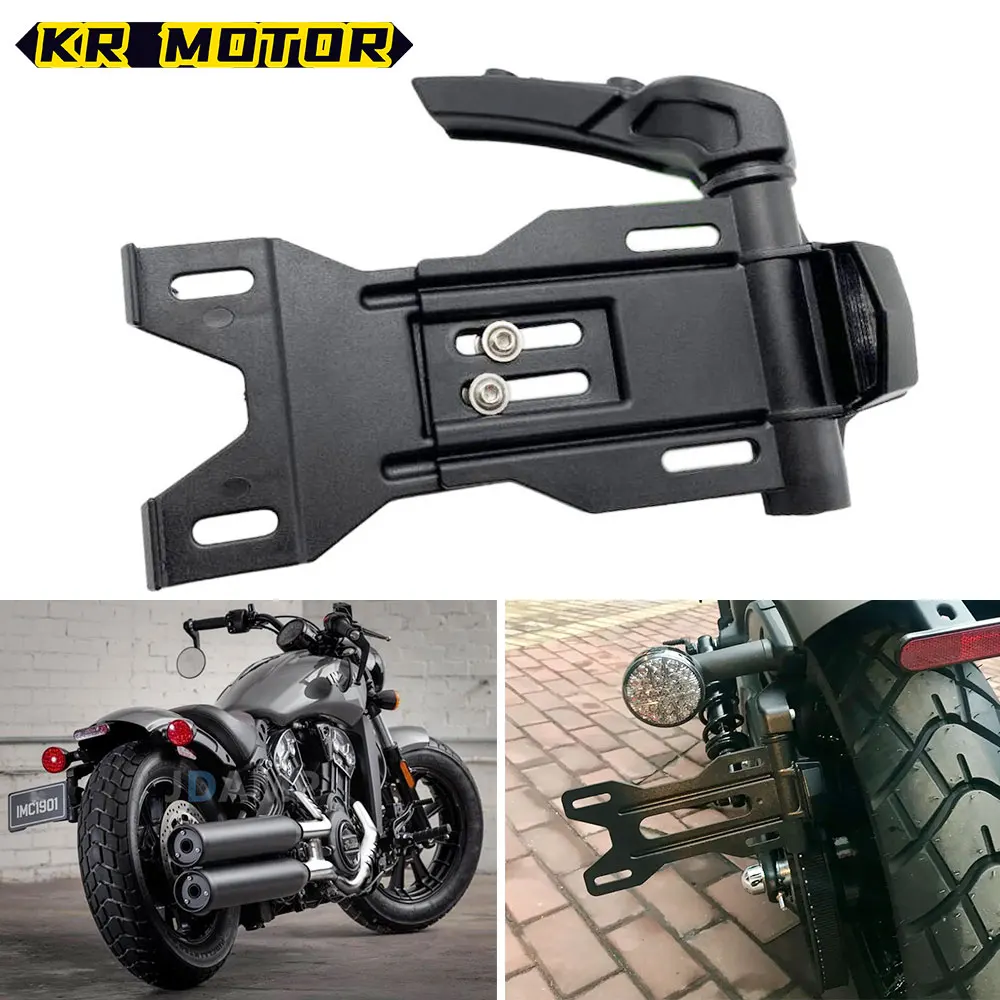 

Motorcycle Side License Adjustable Plate Mount FIt For Indian Scout Bobber Sixty Twenty Rogue Sport Chief Dark Horse 2018-2023