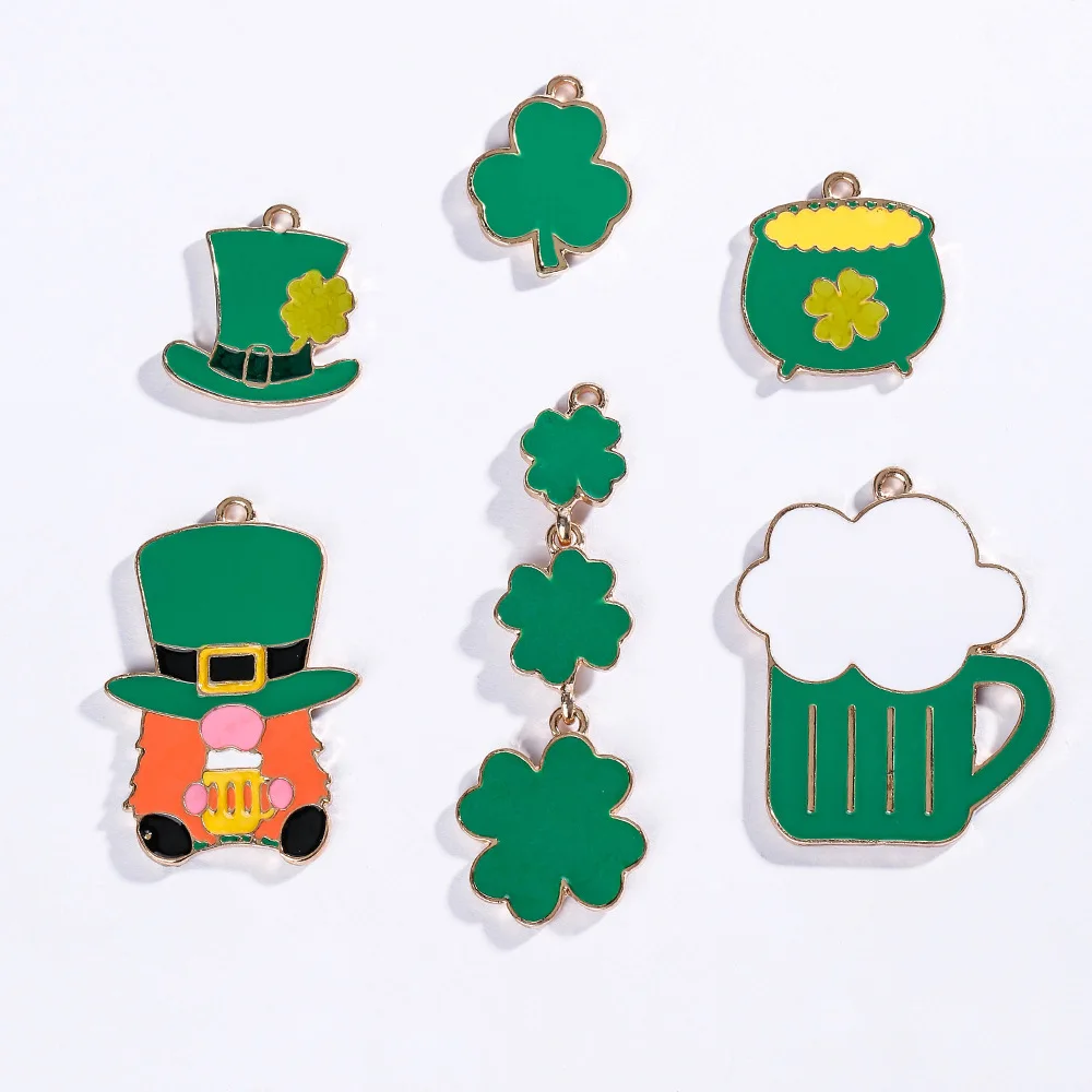 Personalized retro Irish Festival party alloy fashionable St. Patrick's Day four-leaf clover hat accessories