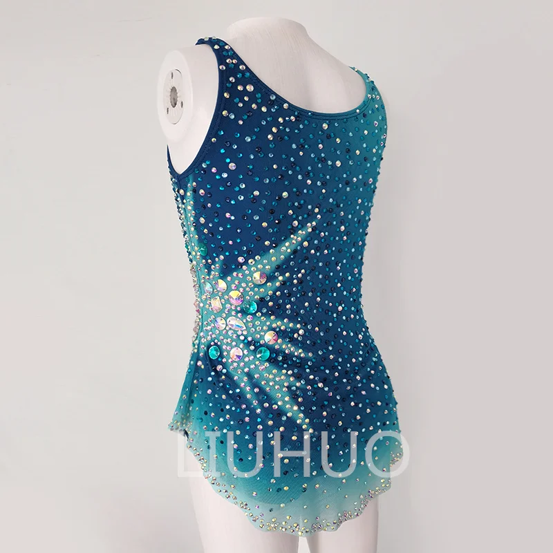 LIUHUO Rhythmic Gymnastics Leotards Artistics Tight Blue Stage Performance Professional Contest