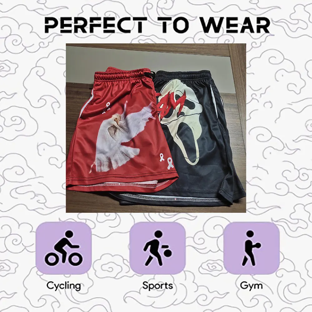 Mens Running Shorts Training Shorts Angel Cross Print Gym Sports Men Casual Clothing Male Fitness Jogging Y2k Training Shorts