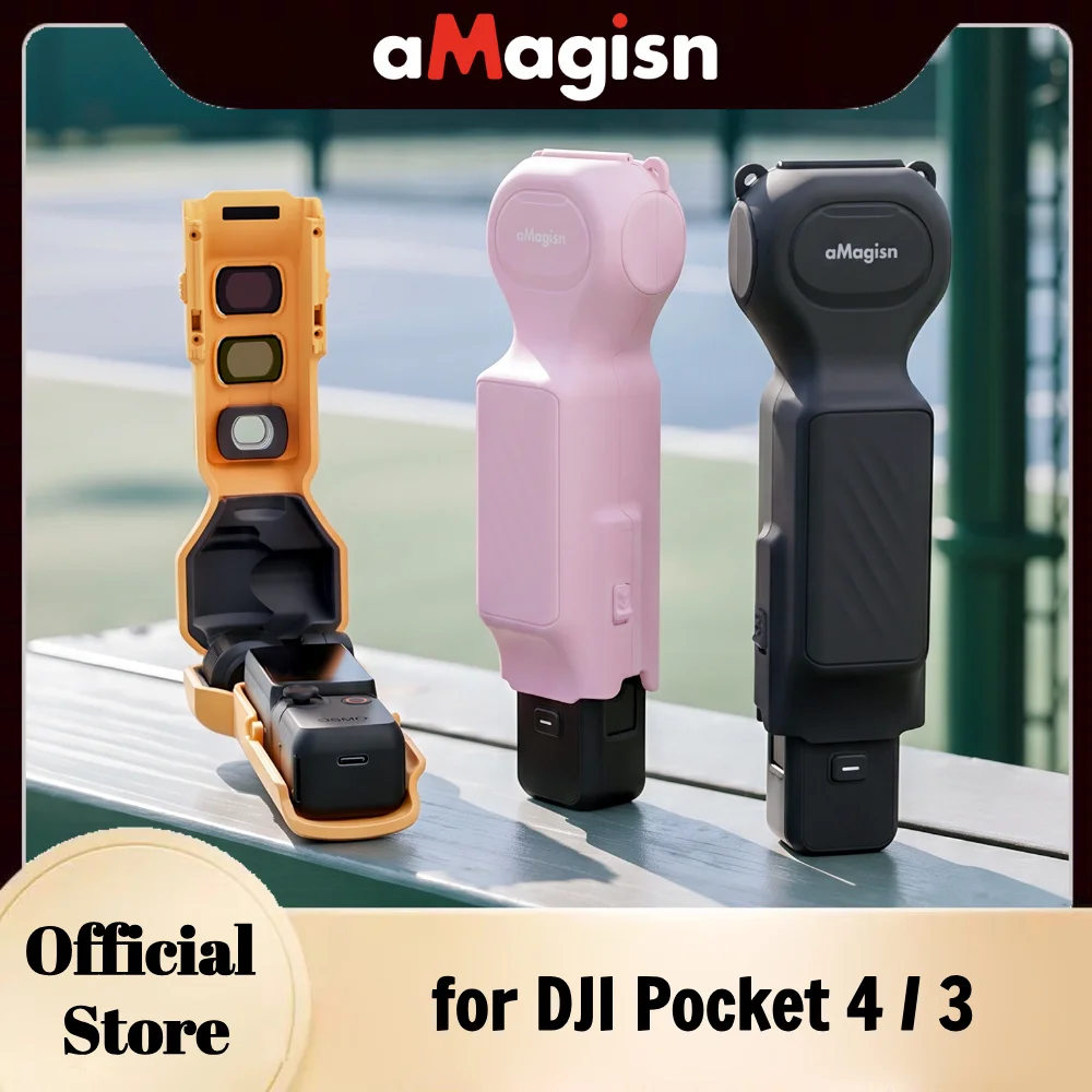 aMagisn Protective Case ,3 Filter Slots Bottom Cutout Design Built-in Lanyard Hole Screen&Gimbal Protection for DJI Pocket 3 / 4