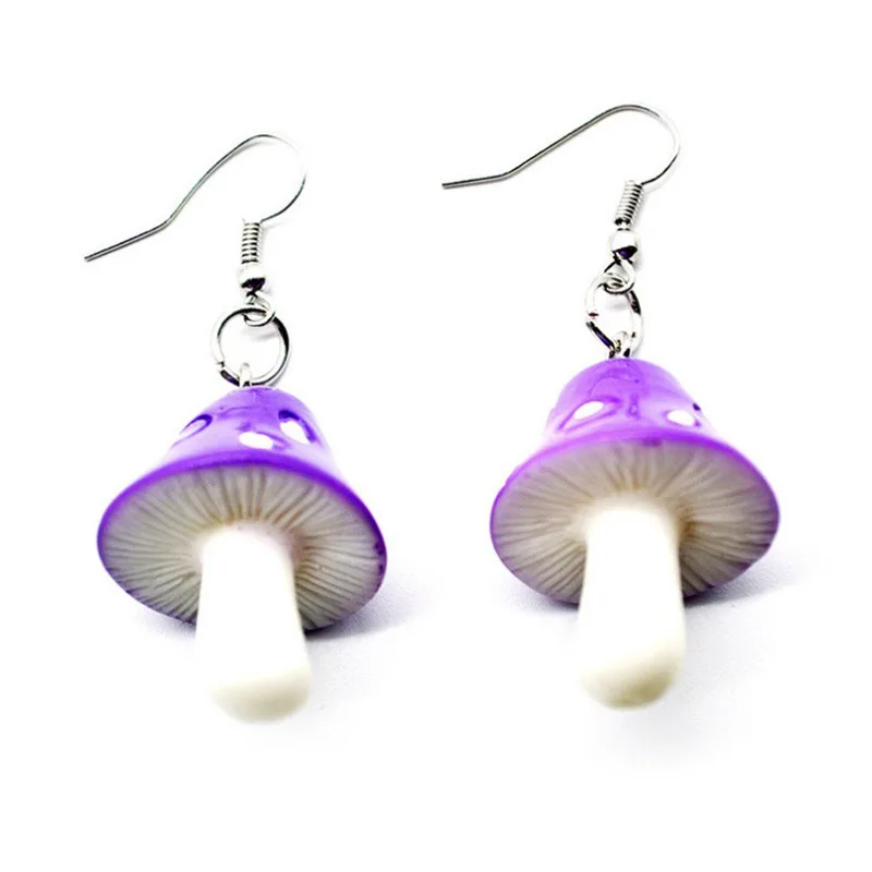 Sweet Resin Mushroom Earrings Handmade Plastic Simulation Mushroom Long Pendant Earring Jewelry For Women Girls Gift