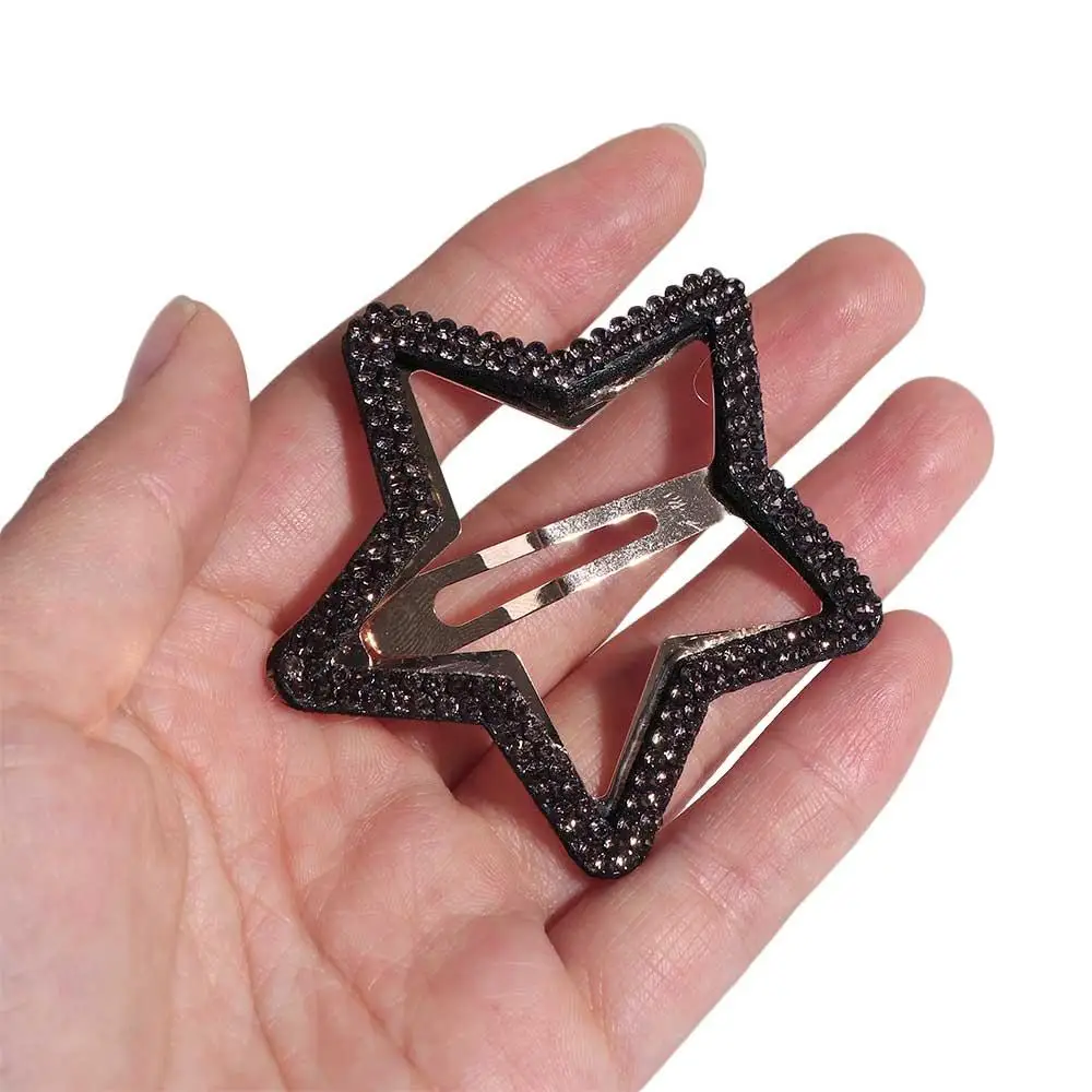 Cute Geometric Rhinestone Star BB Clip\ Y2k Pentagram Star Side Clip Hair Clip Barrettes Hollow Hair Clip Children
