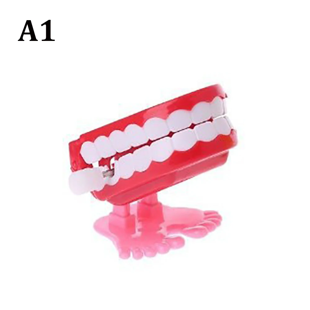 Dental Gift Teeth Shape Clockwork Toy with Chain String Up Jumping Walking Mouth Toys Kids Birthday Party Halloween Gift