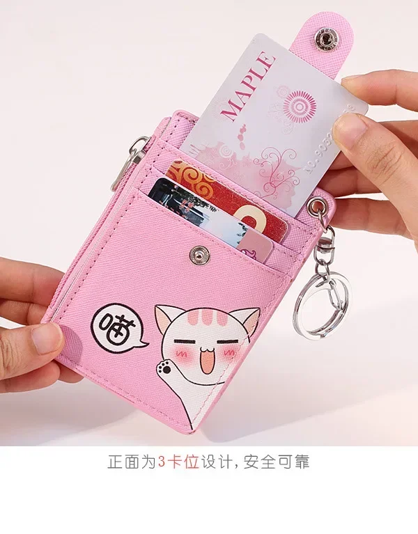 Disney Anime Mickey Hanging Neck Retractable Card Holder Campus Cartoon Stitch Id Card Shell Leather Case Bus Card Bag Gift