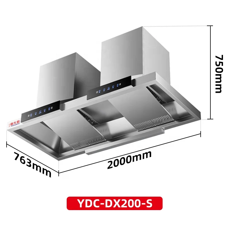 Factory Wholesale Commercial Range Hood Multi Functional Kitchen Smoke Extractor Explosive Suction Cheap Price