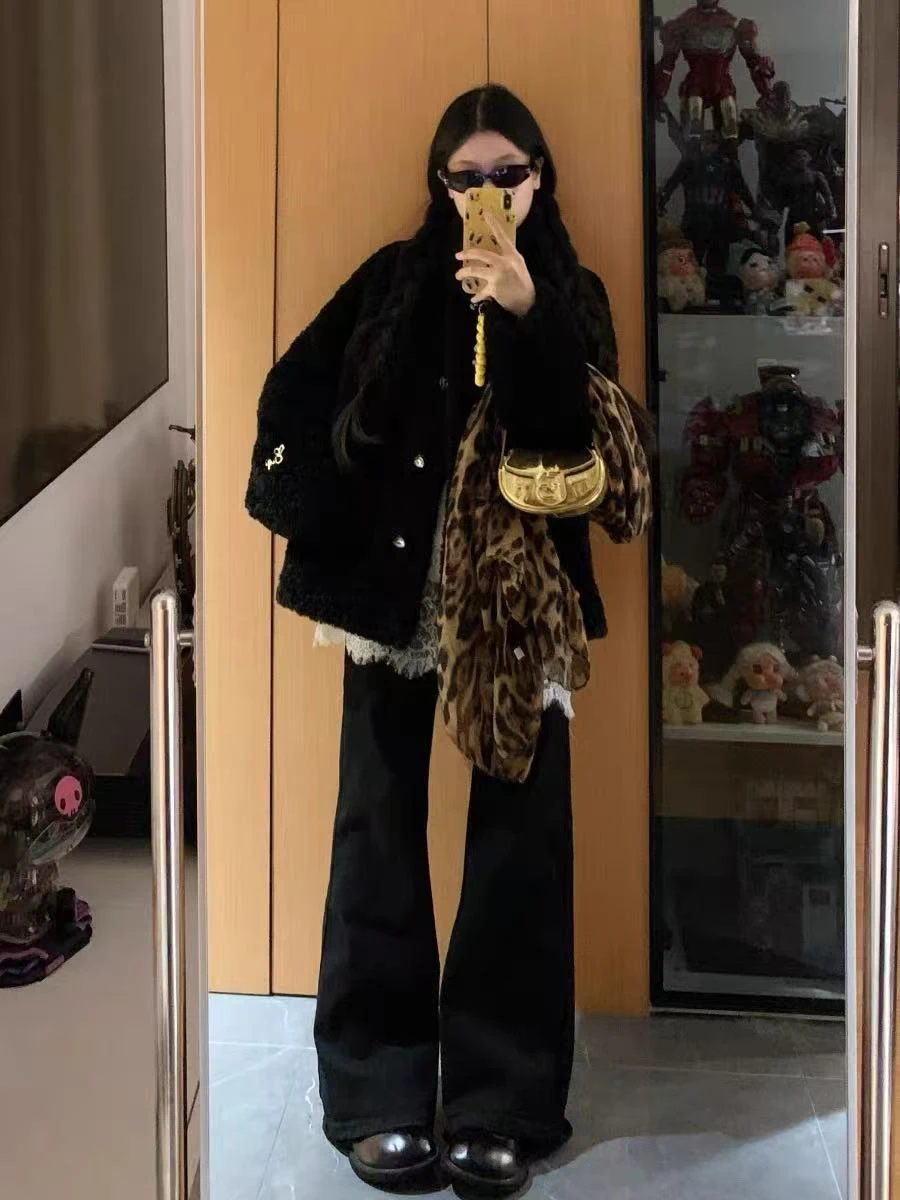 

Джинсы с высокой талией и расклешенными штанинами для женщин, эластичные джинсовые брюки-буткэт больших размеров, прямые брюки для осени и зимы, для фигуры типа «груша»