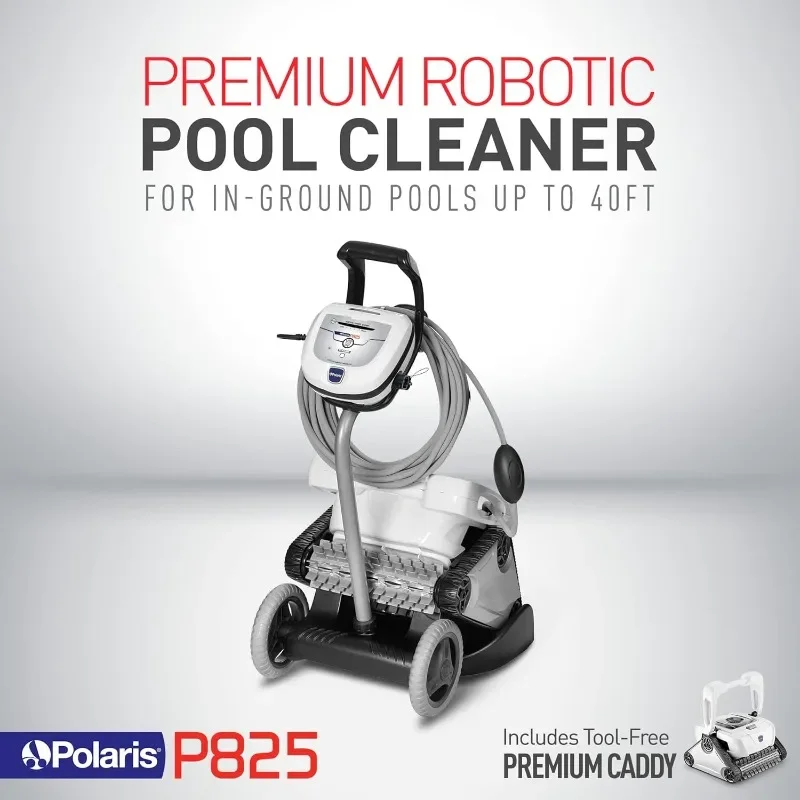 

P825 Sport Robotic Pool Cleaner, Automatic Vacuum for InGround Pools up to 40ft, Wall Climbing Vac w/ Strong Suction
