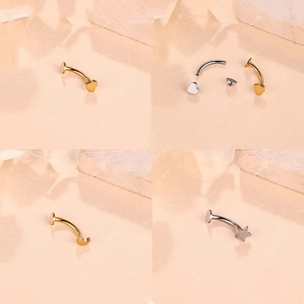Wholesale G23 ASTM F136 Titanium Moon Star Love Zircon Fashion Internal Thread Earrings Nose Nails Lip Nails Perforated Jewelry