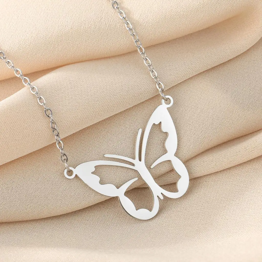 Todorova Boehemian Stainless Steel Butterfly Pendant Butterflies Necklace For Femme Minimalist Jewelry Mothers day Gift