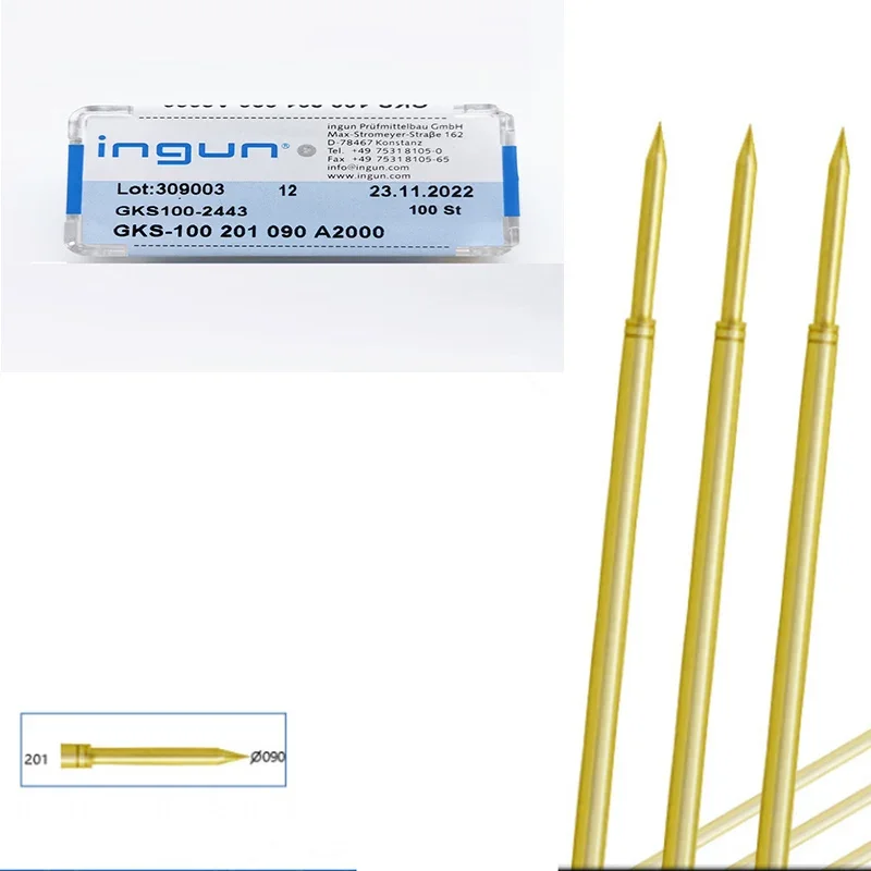 50/100PCS INGUN British Steel Probe GKS100 201 090 A2000/A3000 Pointed 1.36mm Spring Test Probe for ICT Testing