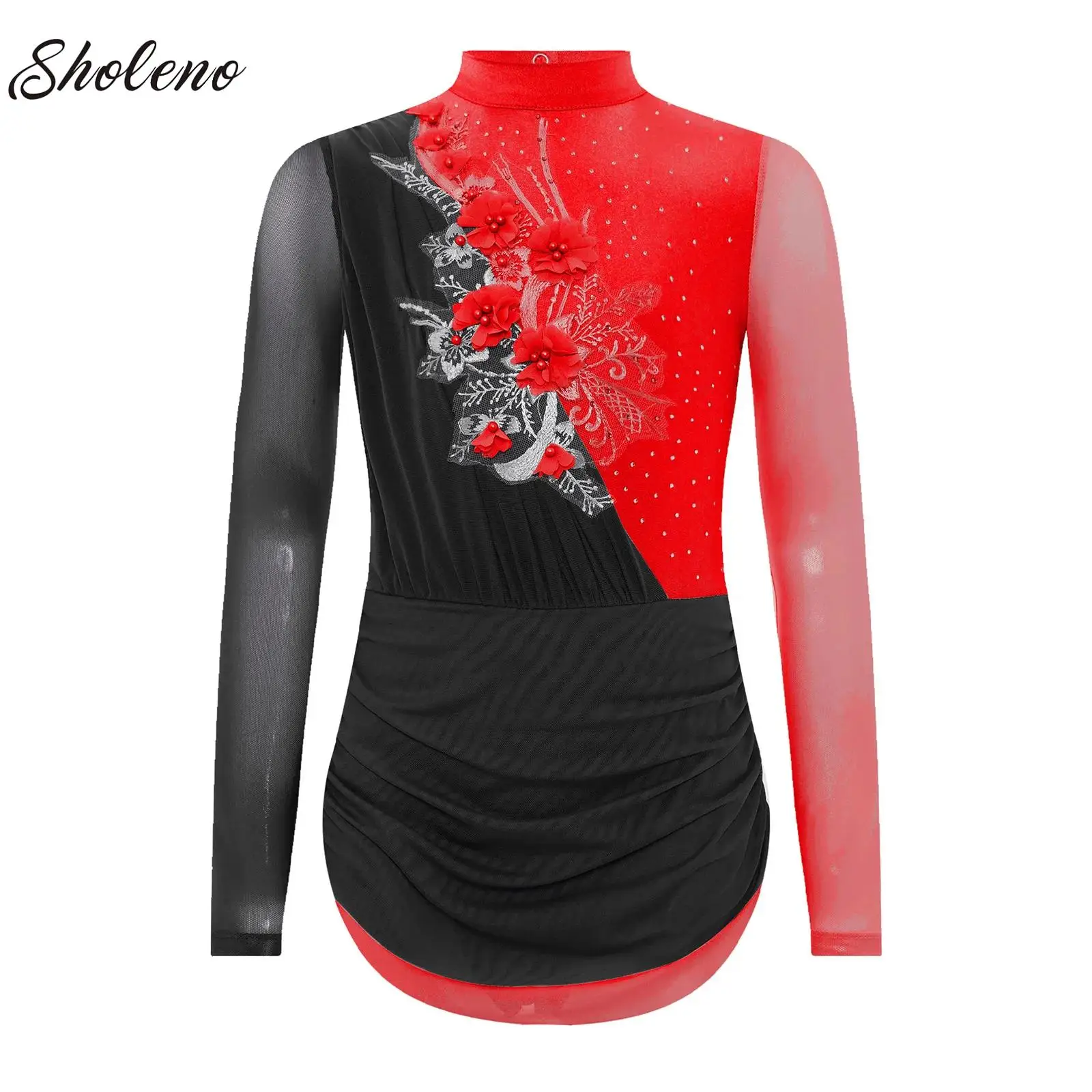 

Kids Girls Applique Ballet Jersey Lyrical Dance Overlay Dresses Gymnastics Skirted Leotards Figure Skating Performance Costumes