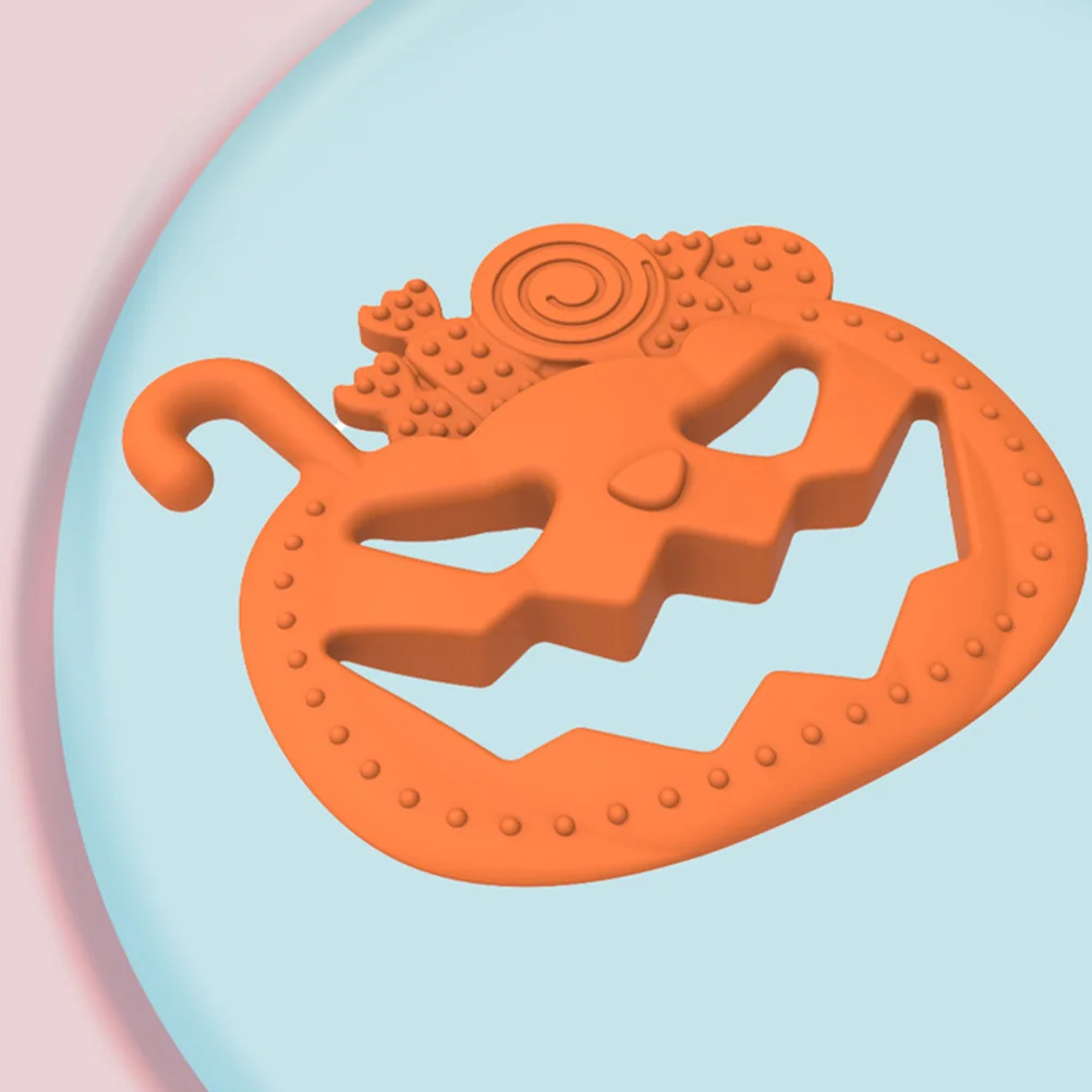 Mordedor de bebê pequeno dia das bruxas abóbora rosto design bordas suaves sensorial dentição alívio para bebês crianças cuidados dentários mordedores