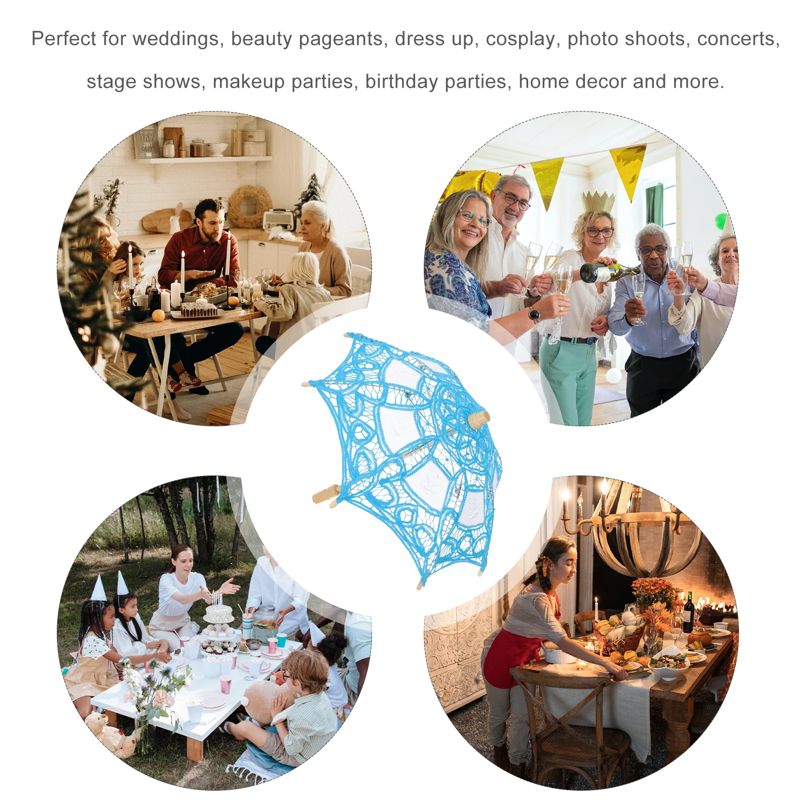 

Children's Wooden Handle Umbrella Kids Lace Parasol Stage Performance Decorative Prom Toddler Miss Flower Girl Umbrellas