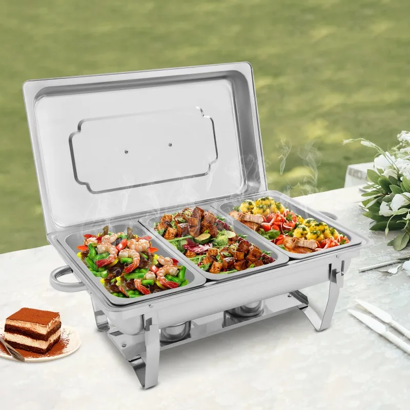 Stainless Steel Chafing Dish Buffet Set Rectangular Catering Chafer Warmer Buffet Dishes Warming for Restaurants
