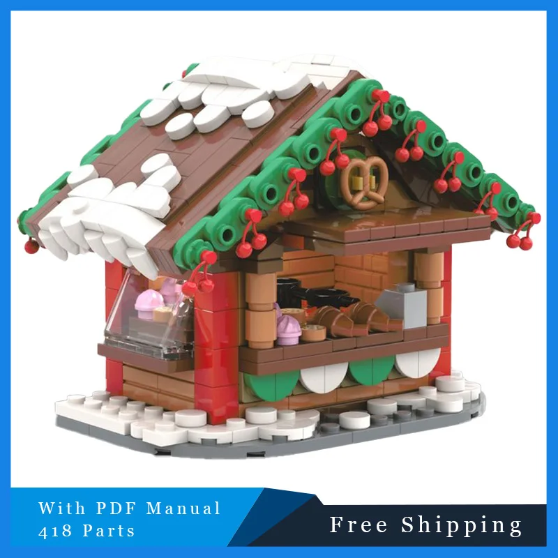 

418 шт. MOC строительные блоки серии зимние рождественские закуски стоп модульная модель развивающая игрушка «сделай сам» для детей праздничные подарки