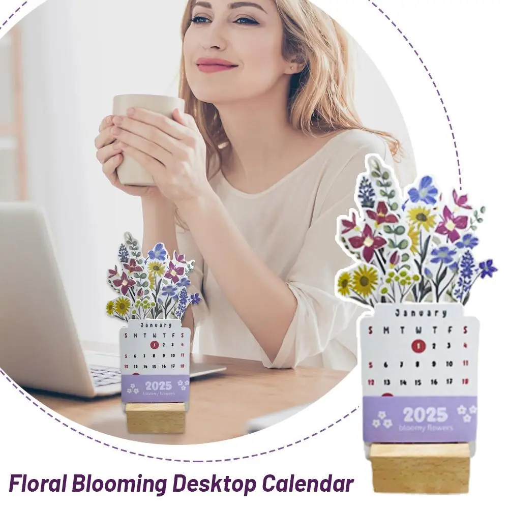 Calendrier de bureau, 2025 fleurs fleurissent sur le bureau, E9k6
