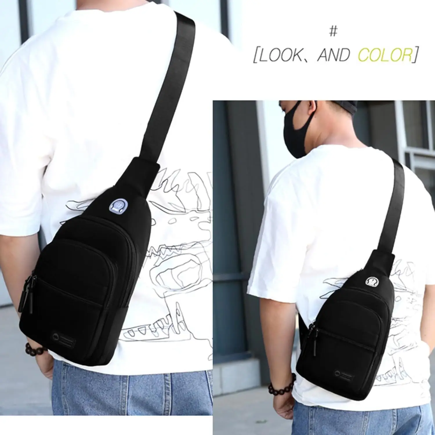 Sling Nylon Waterproof Casual Chest Bag for Outdoor Sports Larger Capacity Cycling Hiking Travael Works Shoulder Crossbody Bag