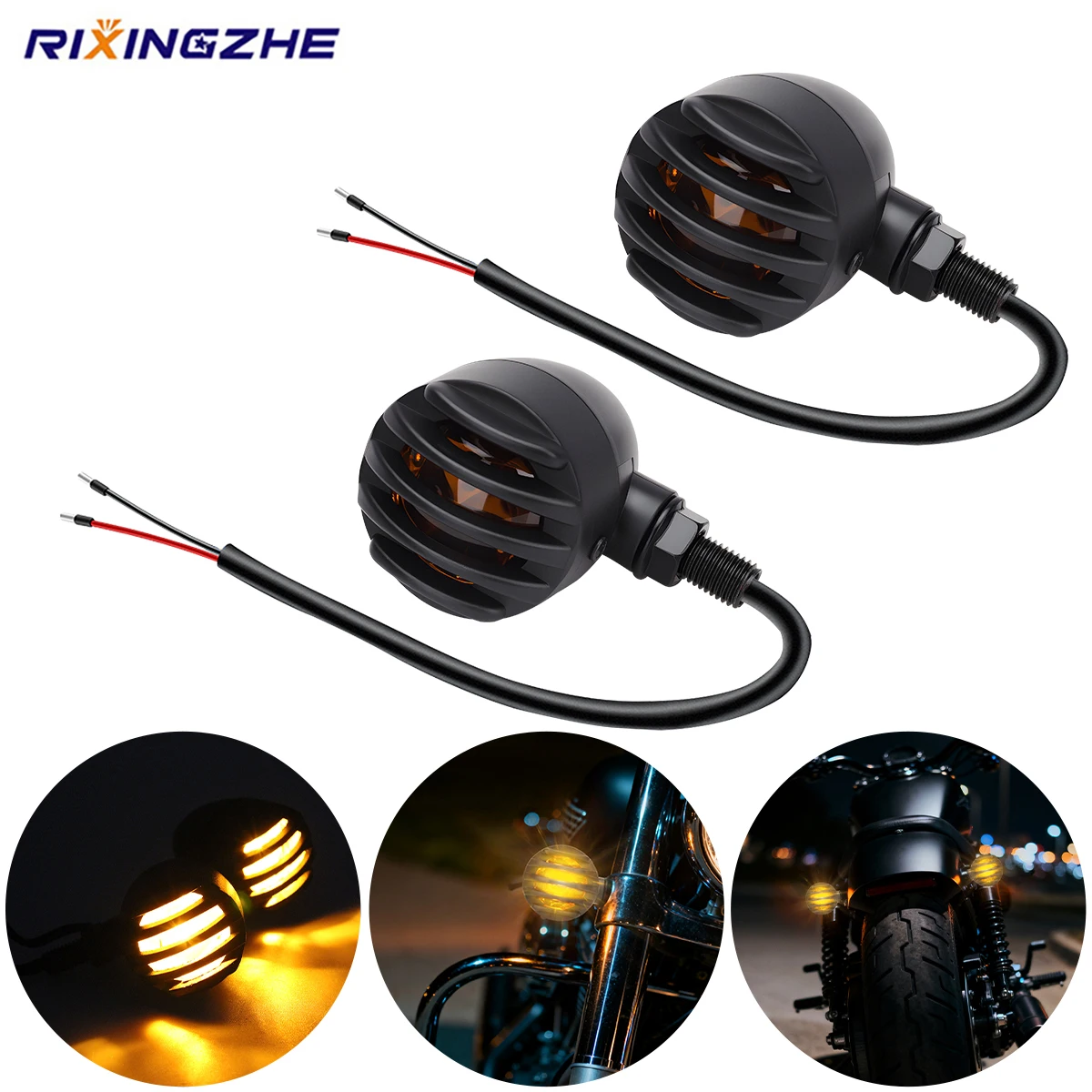 

2PCS Motorcycle LED Turn Signal Light Indicator Blinker Light Vintage Motorbike 12V LED Tail Flashing Lamp For Yamaha Suzuki