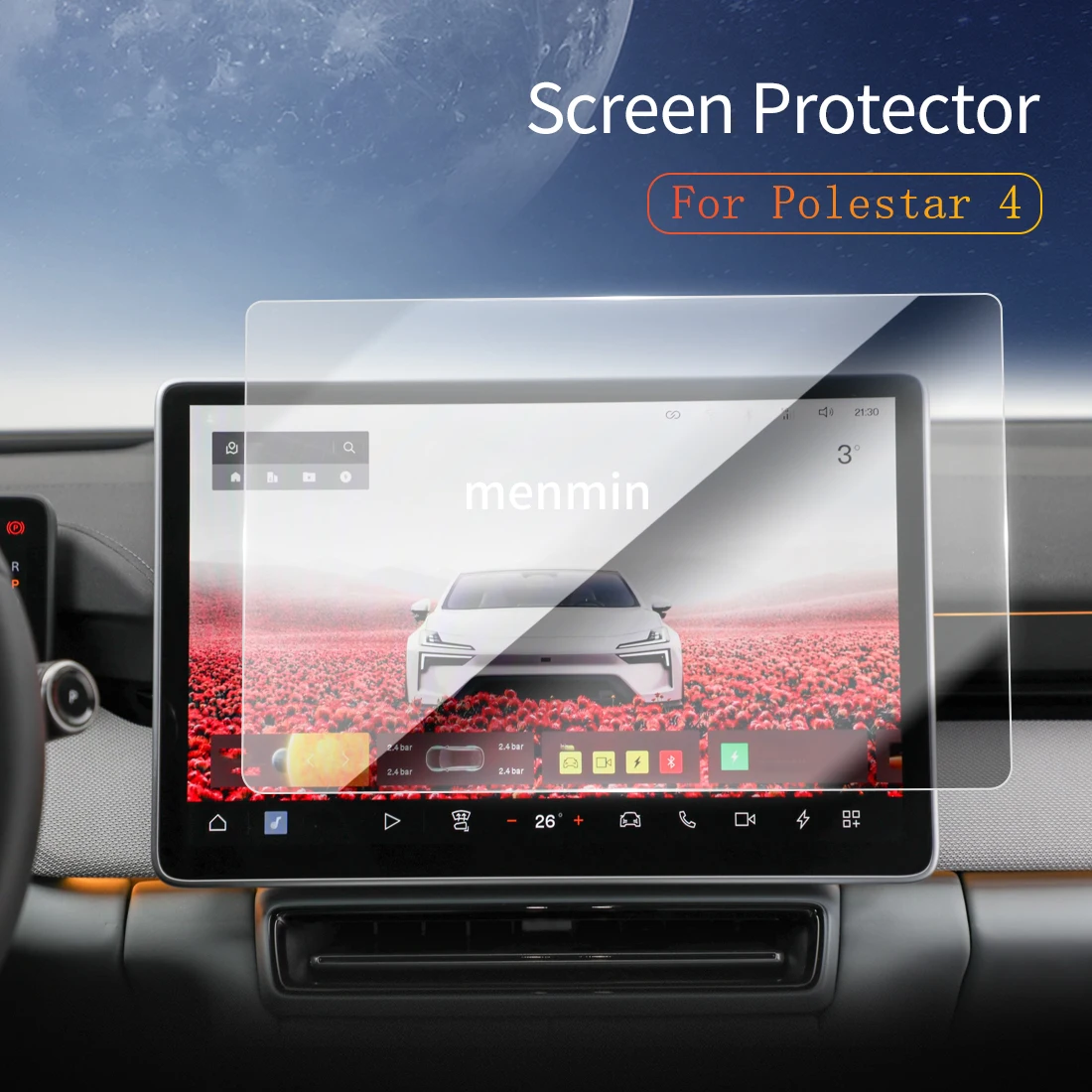 

Автомобильные наклейки Dash Carplay, зеркало, защитная пленка для экрана, дисплей, закаленное стекло, защитная пленка для автомобиля 25 Polestar 4