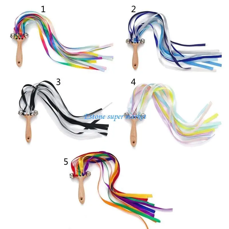 

090B Printed Hand Kite Ribbon Sensory Toy Colorful Dancing Ribbon Teether Ribbon Rattle Baby Streamers