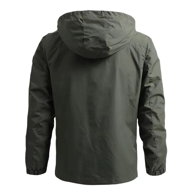 Spring Autumn Windproof Mens Jacket High-quality Thin Breathable Outdoor Hiking Rainproof Hooded Tactic Coats 7XL Men Clothing