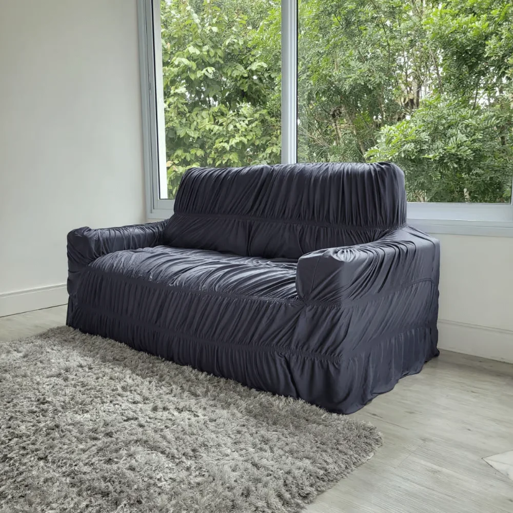 3 Places Retractable Recliner Sofa Cover-Grey