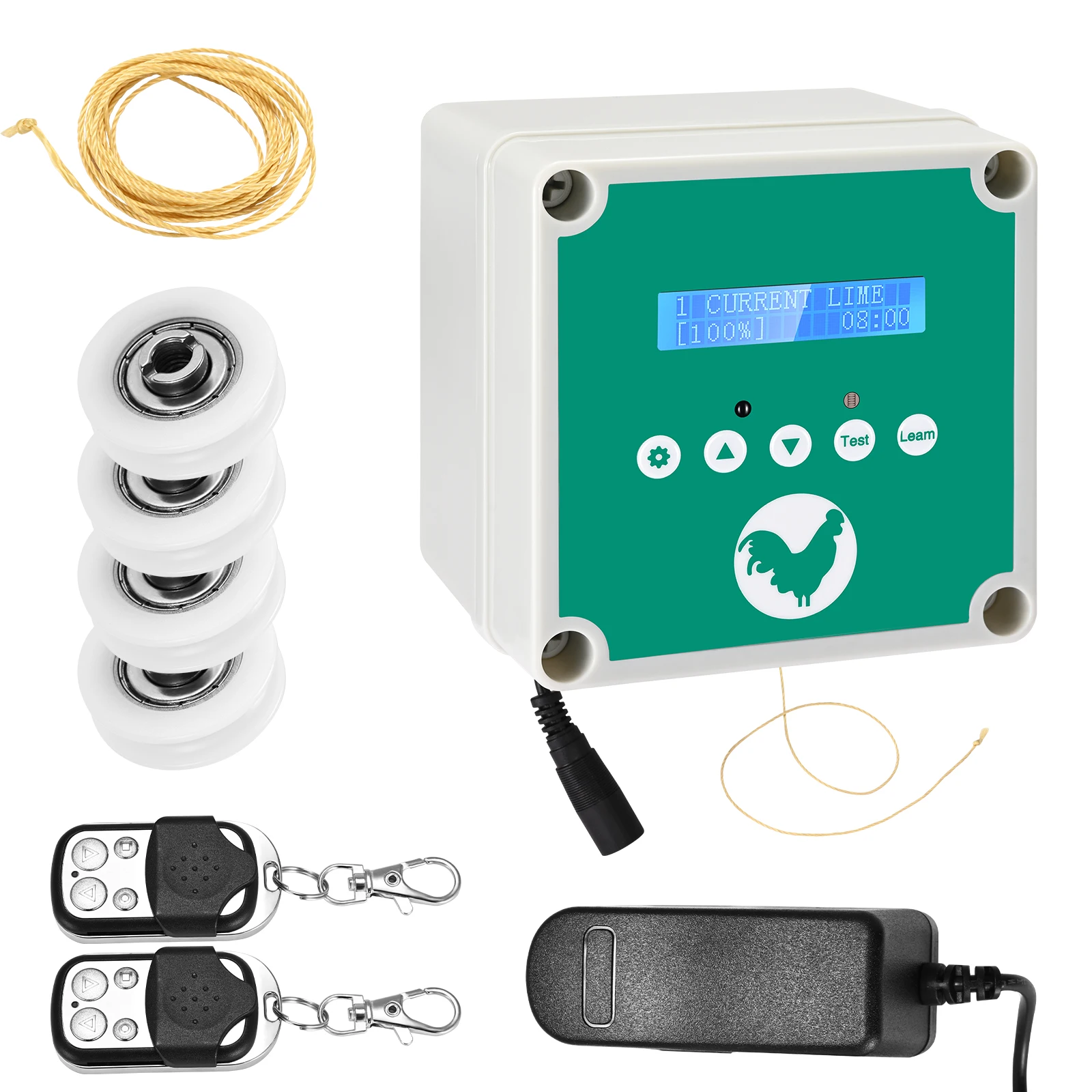 Imagem -02 - Galinha Coop Porta Automática Sensor de Luz Temporizador Aberto e Fechado Tela Lcd Energia Solar Alimentado Fonte Frango Coop Porta