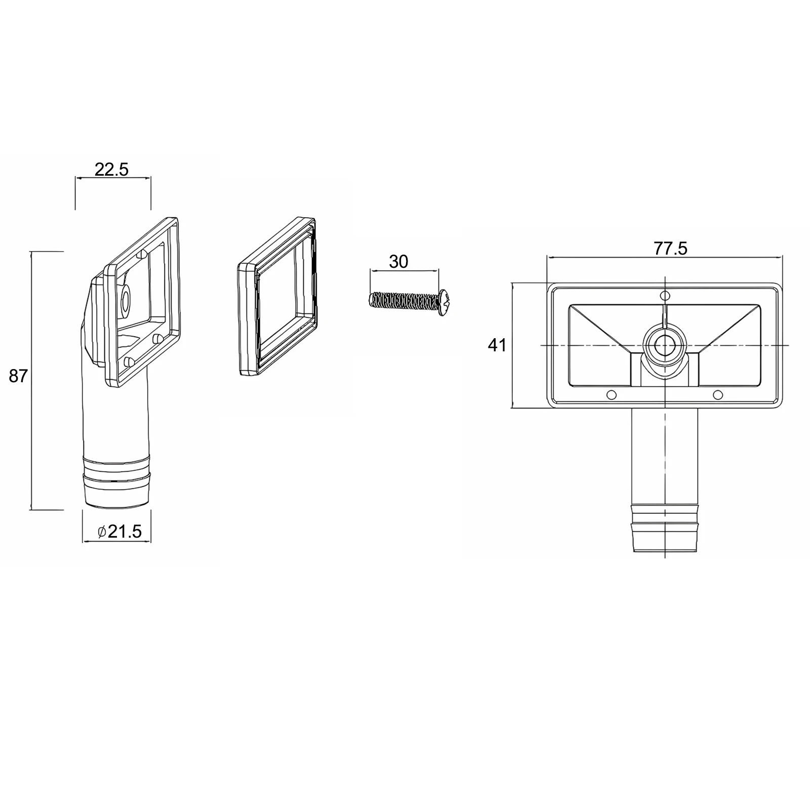 Gray Kitchen Sink Sink Overflow For Kitchen Use Adjustable Height Quick Installation Seals Square Interface 77.5 X 41 Mm