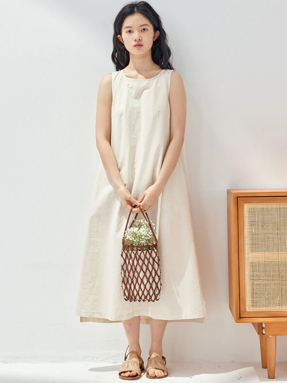 

Льняная хлопковая длинная свободная женская юбка Zimode A-силуэта для повседневной носки, летняя, с круглым вырезом