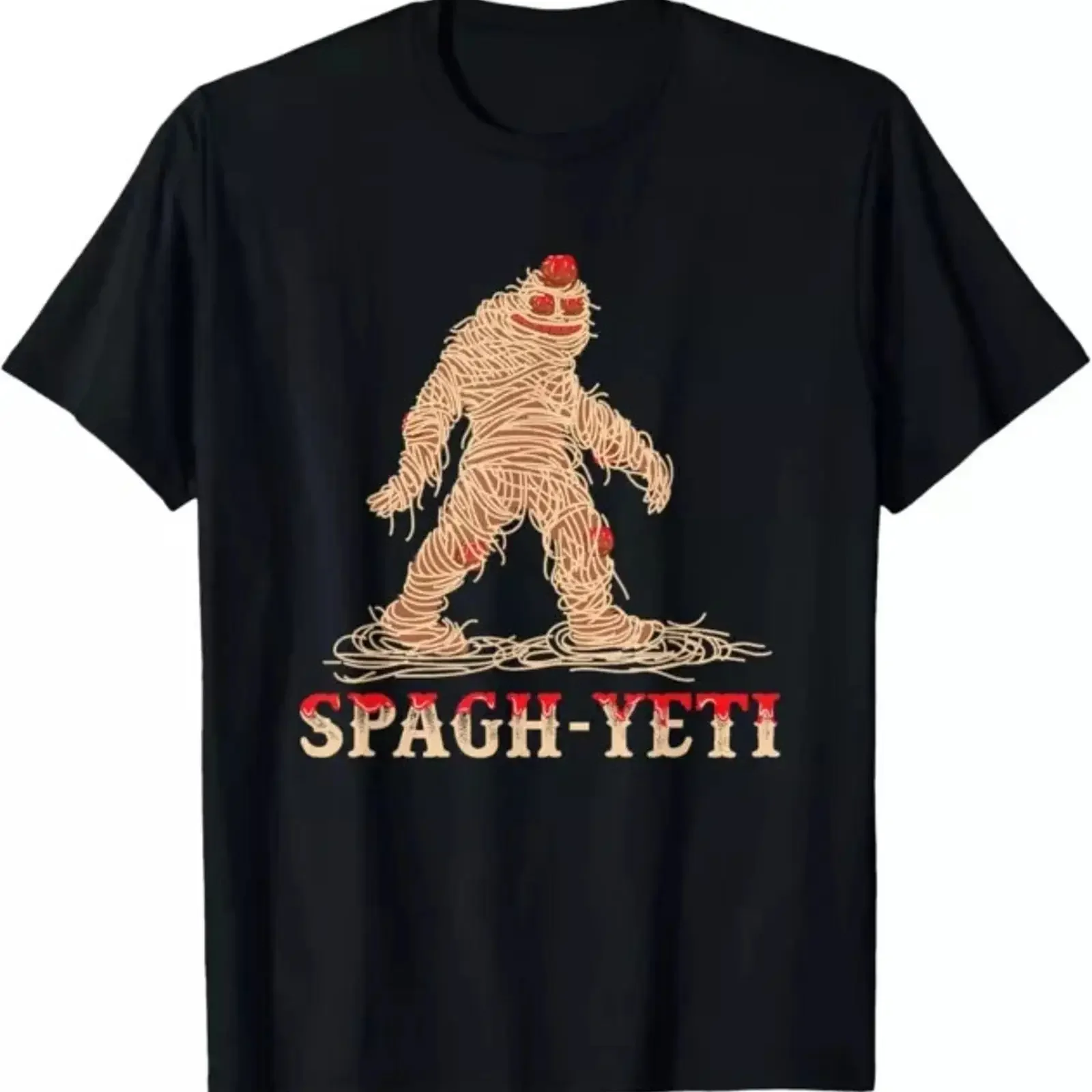 Spaghetti Pasta Meatballs Ramen Noodle Sasquatch T Shirt S 3XL vintage Washed Top For Everyday Wear Slightly Breathable homme