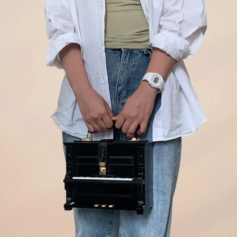 Box Purse Leather Shoulder Bag Piano Tote Bag Women Handbag Vintage Instrument Crossbody Bag Novelty Clutch Couple Tote Bag Gift