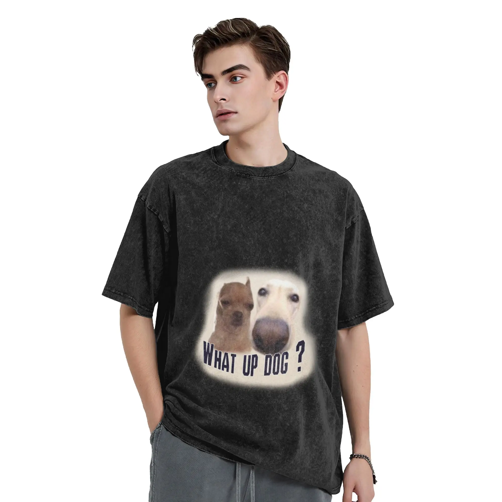 What Up Dog Meme Dog Classic Stylish A T-Shirt Oversized Short Sleeve Men's Women's Cotton Tees Tops
