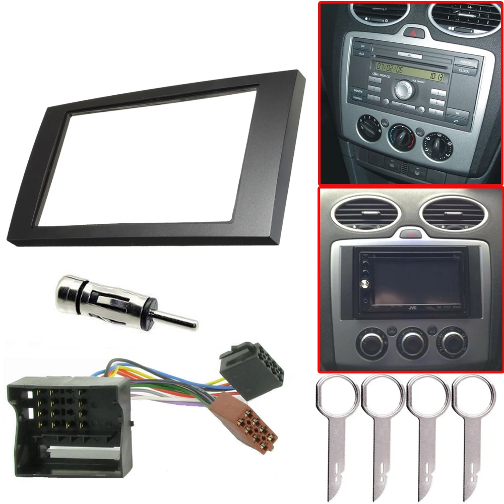 

For Ford Double Din Stereo Fascia Fitting Surround Wiring Adaptor Facia Panel Car Interior Accessories Audio Panel Replacement