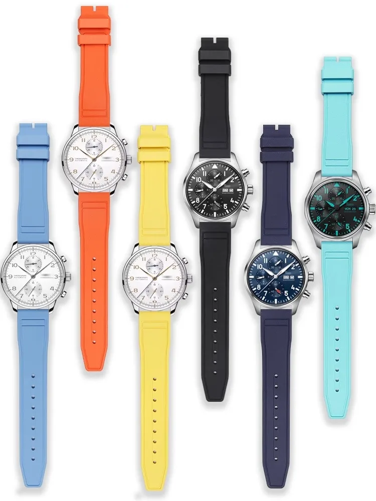 Cinturino per orologio in gomma fluorurata impermeabile da 20 mm 21 mm 22 mm per cinturino per orologio pilota IWC con barra a molla a sgancio rapido