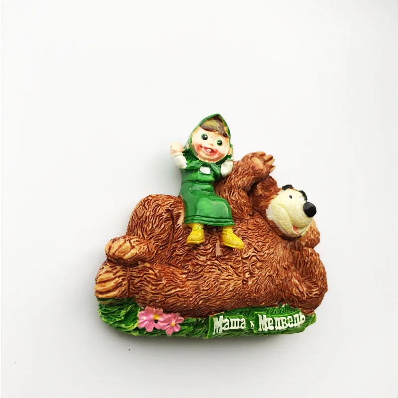 Creative Russian bear Fridge Magnet cultural landscape tourism souvenir resin decoration message stickers handicrafts