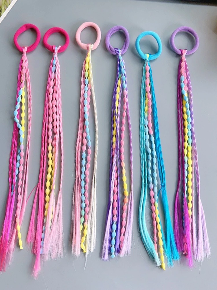 Perruque tressée pour filles, 1 pièce, bandeau queue de cheval, bandes de cheveux en caoutchouc, accessoires pour cheveux d'enfants, ornement de cheveux