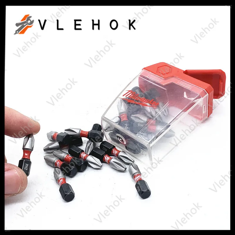 Milwaukee 4932430853 Shockwave PH2 25MM Scerwdriver Bits 25PCS Set Custom Engineered Steel Durable Sturdy Tool Accessory