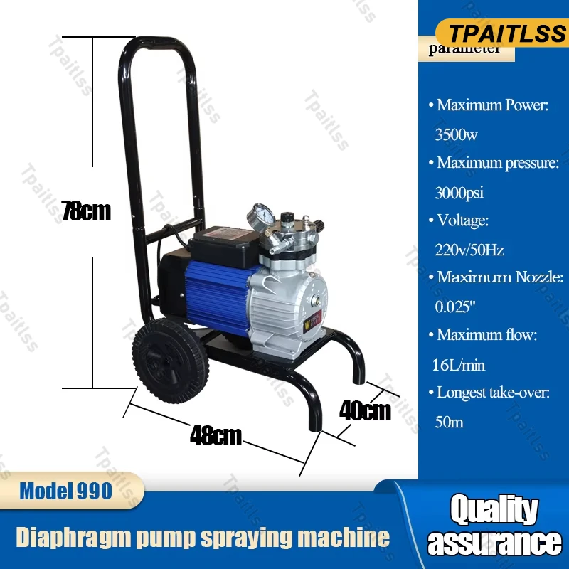 NEW Hvlp Chemical Electric Power Stone Paint Paste Diaphragm Pump Spraying Machine 990