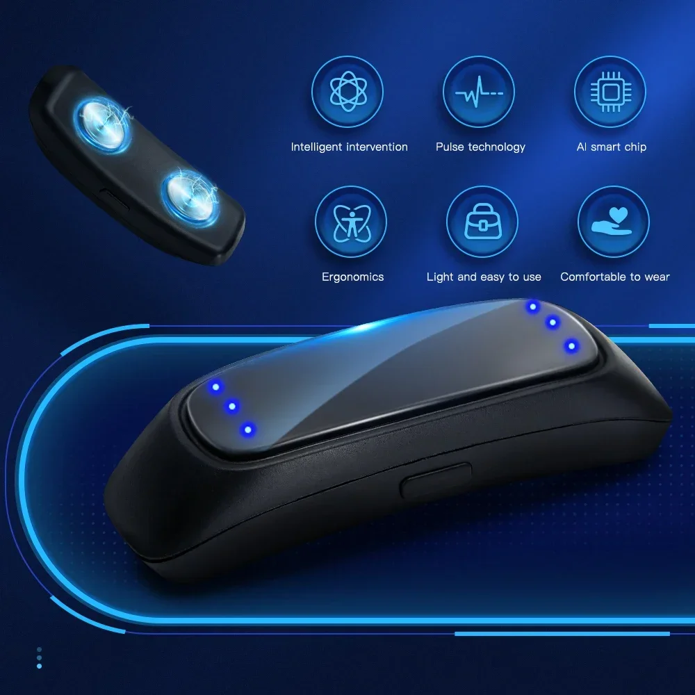 Smart EMS Anti Snoring Device Rechargeable, Snoring Relief for Adults, Sleep Apnea Aid, Comfortable Pulse Therapy, Portable