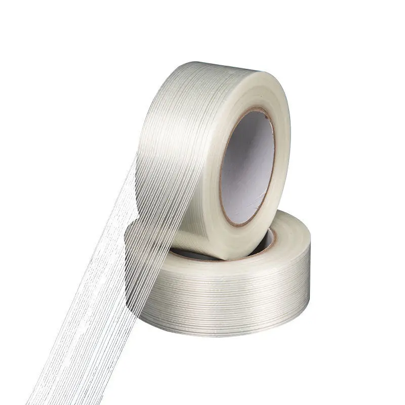 

1 Roll 50M Strong Glass Fiber tape Transparent Striped Single Side Adhesive Tape Industrial Strapping Packaging Fixed Seal