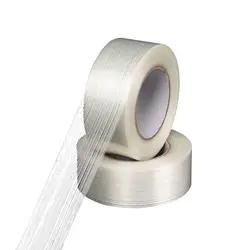 1 Roll 50M Strong Glass Fiber tape Transparent Striped Single Side Adhesive Tape Industrial Strapping Packaging Fixed Seal