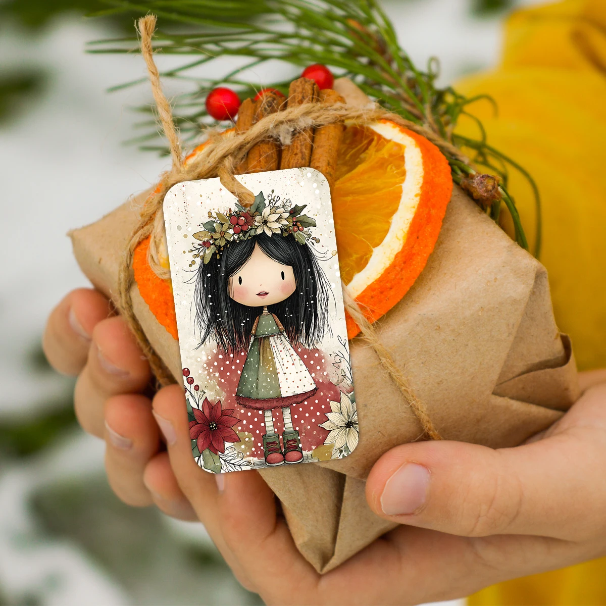 50 Stück Vintage Niedliche Weihnachtsgeschenkkarten mit Juteschnur, DIY Weihnachtsbaum-Anhänger, Etiketten für Zuhause, Büro, Zimmer, Party-Dekoration – Detail 3