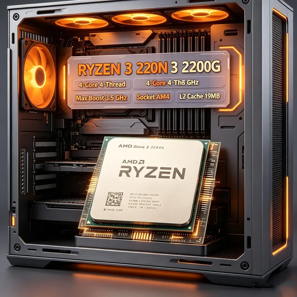 AMD Ryzen 3 2200G R3 2200G Socket AM4 APU Processor 14nm Vega 8 Graphics 4 Core 4 Thread 3.5GHz Base 3.7GHz Boost Tray Ultra